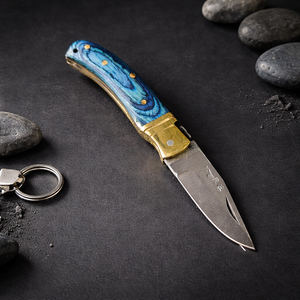 Navaja de bolsillo mini hecha a mano, plegable, para llavero, pequeña, EDC, de acero inoxidable con mango de madera, 4 en 1, venta al por mayor, fabricante - Product Image 4