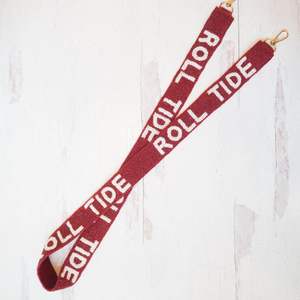 Bolso de hombro con correa de cuentas de colores blanco y rojo ROLL TIDE, diseño de cuentas elegante y hermoso, hecho a mano y personalizable. - Product Image 1