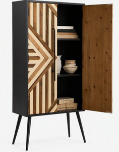 Decorative Geometric Wooden Accent Cabinet with <b>Metal</b> Frame Storage <b>Cupboard</b> Wholesale for Modern Interior Design and Homes - Product Image 4