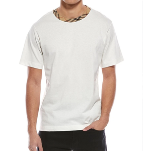 Camiseta de Algodón 100% con Ribete a Cuadros y Logotipo Personalizado al por Mayor para Hombre - Product Image 1