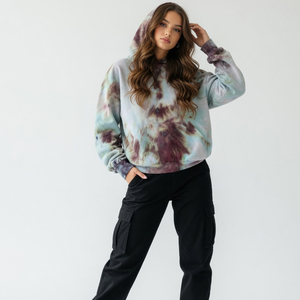 Sudadera con capucha extragrande con estampado tie-dye personalizado Glory para ropa urbana, 100% algodón, calidad premium, OEM, sudaderas al por mayor para unisex - Product Image 4