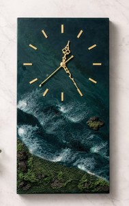 Horloge murale analogique en agate naturelle polie avec motif abstrait et géométrique, design d'art moderne pour la maison et le bureau - Product Image 3