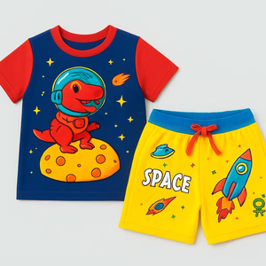 Conjunto de Ropa de Verano para Niños, Camiseta y Pantalones Cortos, Ropa Informal Ligera para Niños, Dos Piezas, Talla Personalizada, Proveedor Mayorista - Product Image 1