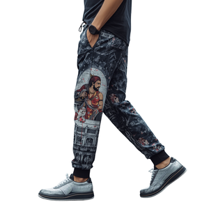 PINCO SPORTS Pantalones deportivos informales con estampado gráfico para hombre, poliéster/algodón, cintura elástica, verano - Product Image 3