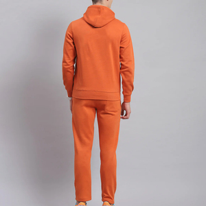 Ensemble de survêtement à capuche orange pour homme, couleur unie, manches longues, décontracté, respirant, en coton, coupe classique, automne - Product Image 2