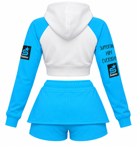 <b>Women</b>’s Custom Crop Hoodie Skirt <b>Shorts</b> Set 3 Piece Sportswear Tracksuit Set Custom Logo Casual Athletic Clothing - Product Image 2
