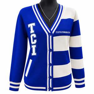 Pulls à col en V Zeta Phi Beta pour les sororités/fraternités/écoles/collèges/universités, logos tricotés, cardigans unisexes - Product Image 1