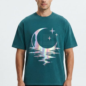 เสื้อยืดพิมพ์ลายกราฟิกสะท้อนแสงสำหรับผู้ชาย เสื้อยืดคอกลมผ้าฝ้ายนุ่ม น้ำหนักเบา สตรีทแวร์ลำลอง แฟชั่น สวมใส่สบายทุกวัน - Product Image 3