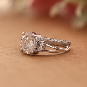 แหวนมอสซาไนต์ทรงกลมดีไซน์เก๋สำหรับผู้หญิง ทำจากเงินแท้ 925 เหมาะสำหรับงานแต่งงานและงานหมั้น - Product Image 4