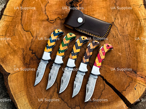 Couteau de poche pliant à verrouillage en acier de Damas, fournisseur d'usine en gros, couteau de chasse EDC, manche personnalisé, OEM ODM, marque privée - Product Image 2