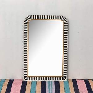 Best Quality <b>wall</b> <b>mirror</b> Modern <b>Rectangular</b> Bone Inlay <b>Mirror</b> With Black White Striped Frame Handmade MDF <b>Wall</b> <b>Mirror</b> For Home - Product Image 1