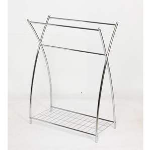 Toallero Metálico Cromado de 3 Niveles Independiente con Estante Inferior de Alambre, Accesorio Moderno para Baño, Organizador para Secar Toallas - Product Image 1