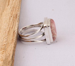 Wholesale Classic Natural Rhodochrosite 925 Sterling <b>Silver</b> Square Gemstone Multi Split Band Party <b>Statement</b> <b>Ring</b> Supplier - Product Image 6