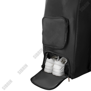 SIBRIN Premium Solid Black Stand-Up Cricket Wheelie Kit Bag Large Capacity Waterproof Portable Water Resistant Bats <b>Pads</b> Sports - Product Image 6