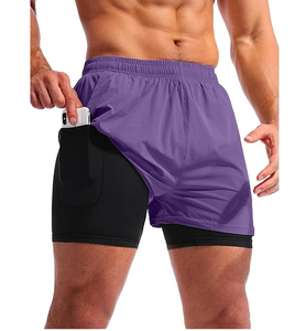 Shorts de sport pour hommes en tissu respirant, coupe ajustée, style streetwear, avec logo personnalisé, pour entraînement et tenue décontractée - Product Image 2