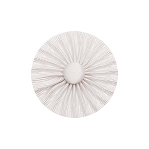 White <b>Ribbon</b> Rosette Features Pleated Fabric Radiating Central Fabric-Covered Button - Product Image 1