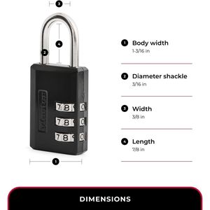 Lucchetto a Combinazione Nero Master Lock Personalizzabile con Codice a 3 Cifre per Bagagli, Armadietti da Palestra e Viaggi - Product Image 2