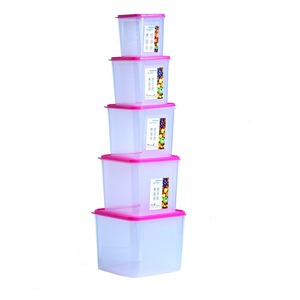 High Quality Daily Fresh Flexible <b>Square</b> <b>Plastic</b> <b>Containers</b> Set 5 Pieces for Kitchen Items PP Carved Technics - Product Image 2