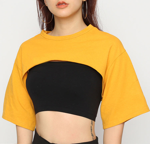 <b>Women's</b> 100% Cotton <b>Crop</b> <b>Top</b> Casual Round Neck Short Sleeve T Shirt Wholesale OEM Ladies Ribbed <b>Crop</b> <b>Top</b> - Product Image 3