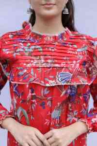 Robe courte imprimée à la main en Inde pour femmes, robe d'été décontractée en coton, style bohème, robe maxi courte - Product Image 5