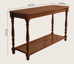 Mesa Consola de Madera de Mango Tallada al por Mayor con Estante de Almacenamiento, Acabado Pulido Marrón para Entrada y Sala de Estar - Product Image 2