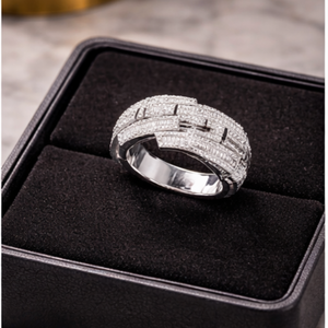 Bague Hip Hop Iced Out avec Diamants Baguette, en Argent Sterling 925, Finition Or 10K 14K, Large Bande Multi-Couches, Style Rappeur - Product Image 4