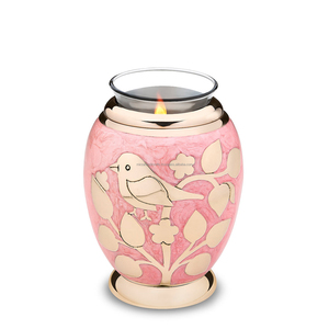Bougie chauffe-plat orange et argent avec urne souvenir d'oiseaux de bénédiction pour enfant animal de compagnie ou fournitures funéraires commémoratives humaines - Product Image 5