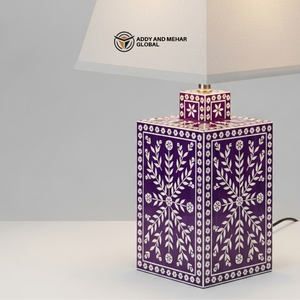 Lanterne de table artisanale carrée en os incrusté, écologique et légère, motif floral, mosaïque de luxe, lampe de chevet traditionnelle - Product Image 6