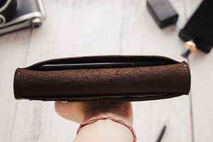 Wholesale Genuine Leather Checkbook Holder Slim Business Check <b>Book</b> Cover Custom Brand Cowhide <b>Wallet</b> Supply LCR-0151 - Product Image 4