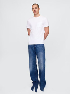 T-shirt en coton blanc pour homme de qualité supérieure, manches courtes, col rond, coupe classique, couleur unie, jersey tricoté, à porter tous les jours - Product Image 1