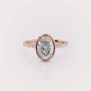 Bezel <b>Set</b> Oval Diamond Engagement <b>Ring</b> Gold Plated Wedding Jewelry - Product Image 6