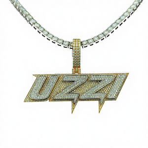 Fabricant professionnel Prix compétitif Pendentif Moissanite 10ct Pendentif Moissanite en argent 925 avec chaîne de tennis assortie - Product Image 1