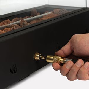 Brasero portable d'extérieur de 28 pouces avec raccordement rapide au gaz propane, protection contre le vent en verre et pierres de lave - pour les divertissements en plein air - Product Image 5