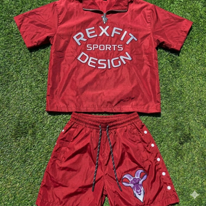 ชุดเซ็ตเสื้อแจ็คเก็ตไนลอนกันลมและกางเกงขาสั้นสไตล์สตรีทแวร์สำหรับฤดูร้อนปี 2026 พร้อมซิปสำหรับผู้ชาย สามารถสกรีนลายตามแบบที่คุณต้องการได้ - Product Image 5