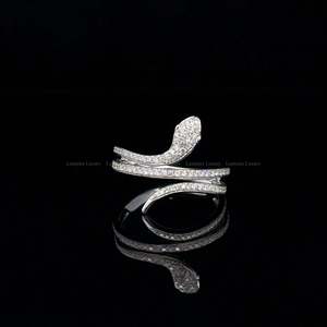 0.63 CTW Round Lab Grown Diamond Snake 14K White Gold Ring, Statement Animal Jewelry, <b>Unique</b> Anniversary <b>Gift</b> <b>for</b> <b>Her</b> - Product Image 5
