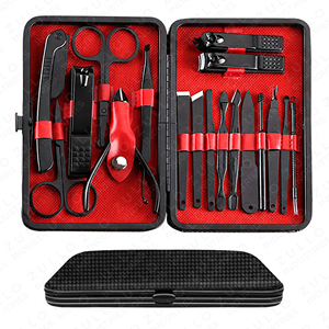 Wholesale 18PCS Black Stainless Steel Manicure <b>Pedicure</b> Kit Custom Logo Nail Clipper Set Chiropody <b>Tools</b> Private Label OEM - Product Image 1