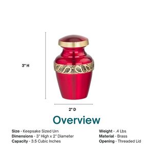 Majestic Brass <b>Keepsake</b> Cremation Urn <b>Memorial</b> Ash Holder Featuring Decorative Threaded Closure And Refined Exterior Finish - Product Image 1