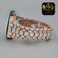 Montre analogique de luxe pour hommes, ton or rose, quartz, incrustation de diamants, acier inoxydable, bracelet de 20mm, cristal saphir, résistante à l'eau