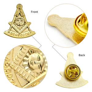 Den Industry Premium Gold Freemason Square & Compass Metal for Badge with Sun <b>Face</b> Masonic Symbol Butterfly Clutch Closure - Product Image 5
