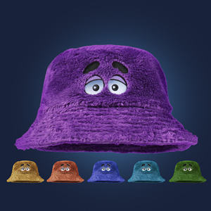 SIDDIQUI HOSINEX Women Adult Faux Fur Solid Laminated Casual Plush Dyed Washed Ripped Warm Bow Bucket Hat - Product Image 2