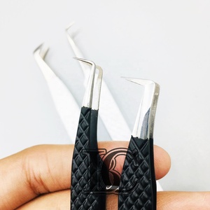 Pince à épiler de qualité supérieure, couleur noir et blanc, acier inoxydable durable, revêtement en poudre, prix de la pince à épiler, offre de logo gratuit, pince à épiler plate en vison - Product Image 3
