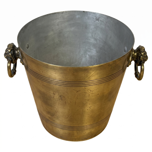 Freestanding Brass Ice Bucket Round Metal Cooler with Lion Head Handles Rust Resistant Design Wedding Champagne Bucket - Product Image 1