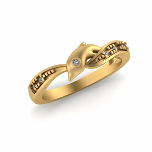 Bagues fines personnalisées en or massif 10K rhodié, design tendance, motif dauphin mignon, serties de moissanite et de diamants, pour les amoureux de l'océan, idéales pour les anniversaires et les fêtes - Product Image 1