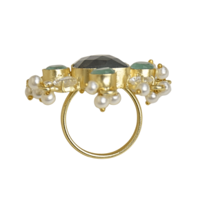 Anillo de Labradorita con Racimo de Piedras de Laxmi Jewellers, Chapado en Oro de 18K, Joyería de Moda para Mujer, Regalo - Product Image 3