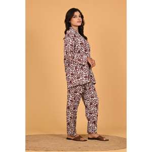 Ensemble de pyjama en crêpe poly pour femmes, imprimé, confortable, pour la nuit - Product Image 4