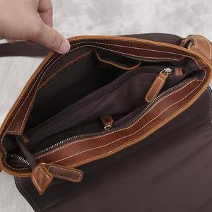 Bolso de Mano de Viaje Ligero y Duradero de Gran Capacidad, Maletín de Cuero Genuino para Portátil de Oficina de 14 Pulgadas para Hombre, LLB-0391 - Product Image 6