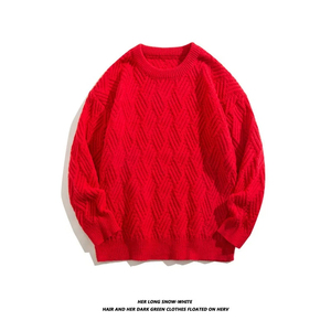 Pull en tricot blanc pour homme 2026 avec motif géométrique de Noël, manches longues, pull d'hiver - Product Image 5