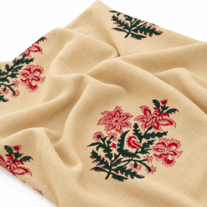 Tela de Algodón Peinado Ligero con Estampado Floral Hecho a Mano Pinksa Fashion, Accesorios para Niñas, Hojas de Follaje Amarillo y Azul - Product Image 6
