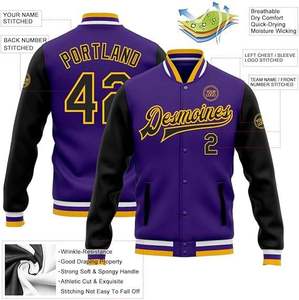 Breathable <b>Men's</b> Varsity <b>Jacket</b> 100% Cotton Fleece Stand Collar Casual Winter Design with Embroidery - Product Image 2