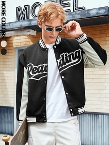 Premium High Quality Men <b>Black</b> Letterman Varsity Jacket Custom Logo Eco-Friendly Breathable 100% Cotton High Street Baseball OEM - Product Image 2